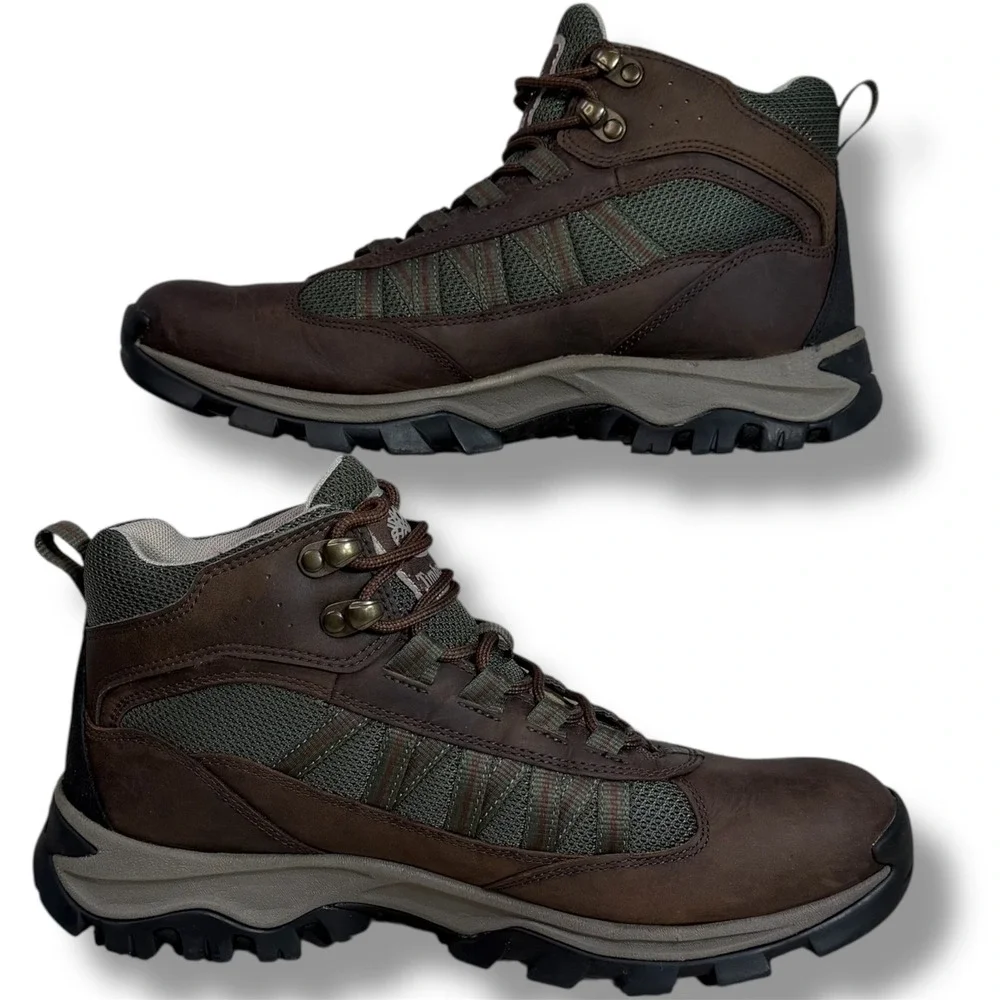Timberland Mt. Maddsen Mid Waterproof Hiking Boots Mens 8.5 Brown Green‎ A1WL7